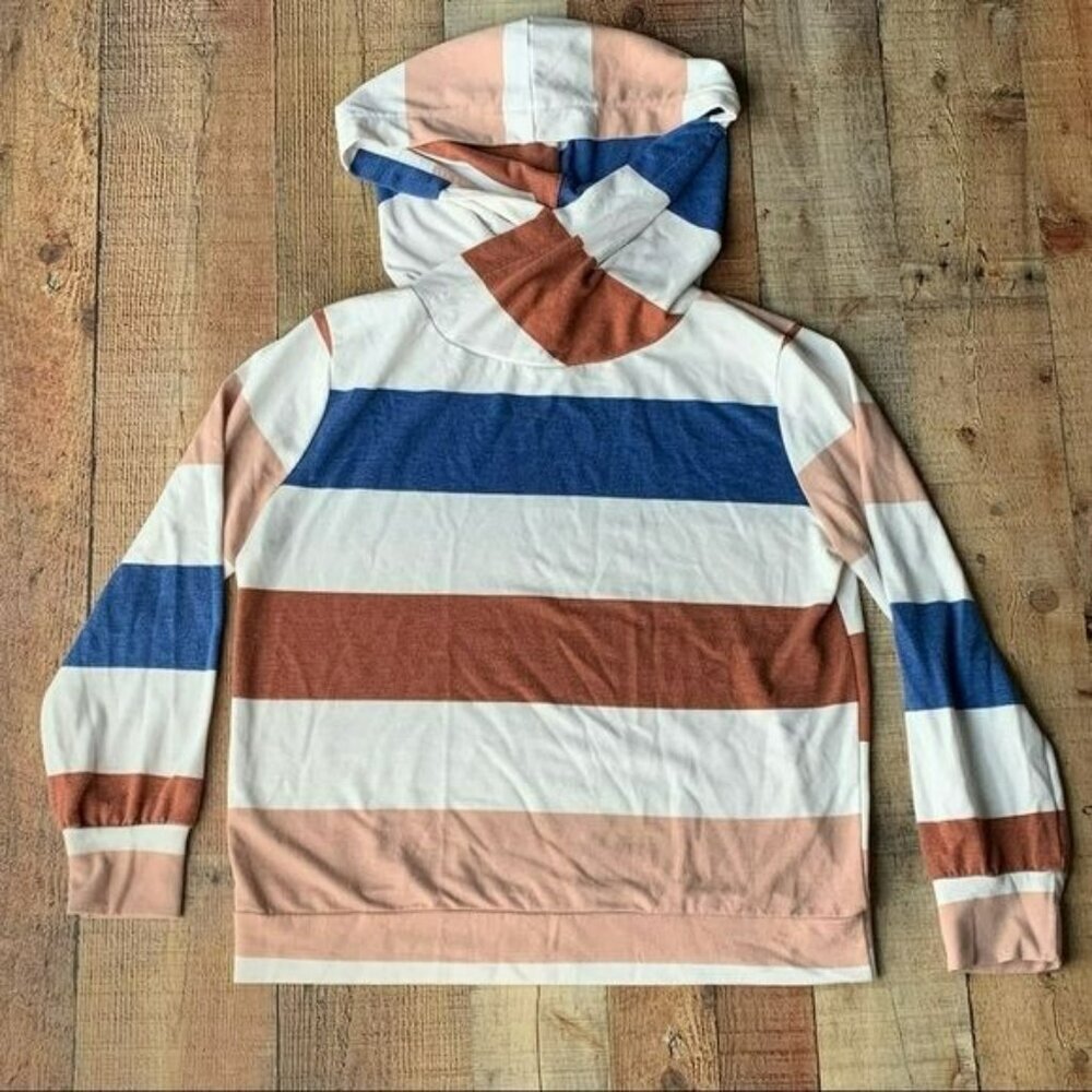 Fantastic Fawn women's size small striped long sleeve top with oversized hoodie